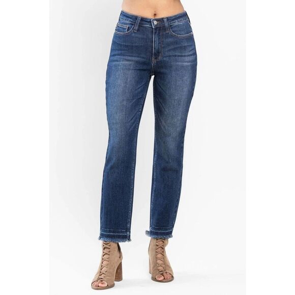 Judy Blue Jeans Slim Fit High Rise Stretch Straight Releases Hem Classic 7/28 - Picture 1 of 16